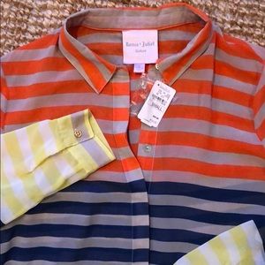 🆕 Romeo & Juliet Button Down Shirt Stripe Blue S